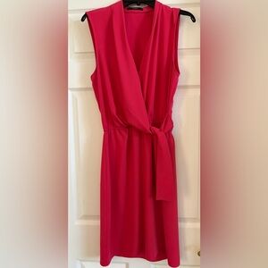 Tahari coral Sleeveless Faux Wrap Midi Dress